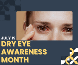 Blog title and person with dry red eyes.