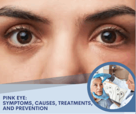 Image of person's eyes, with one being red and irritated