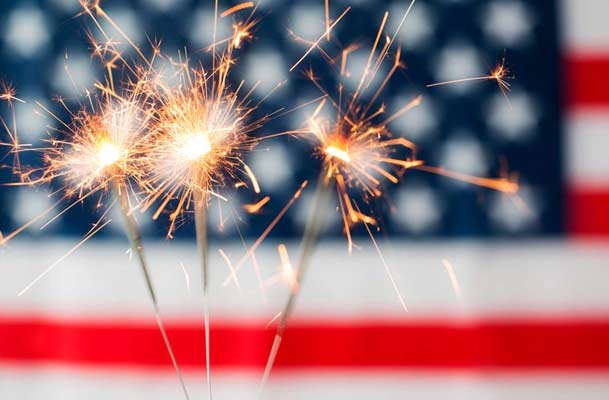 4th of July sparklers and American Flag